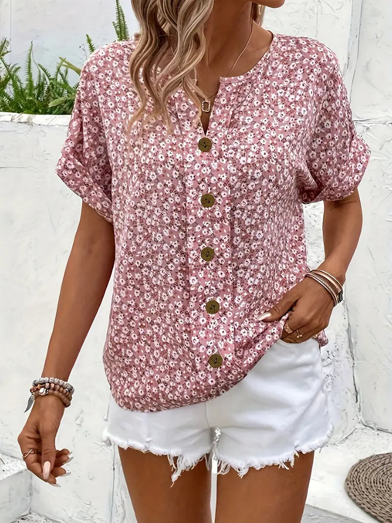 Delphine - Floral Button-Up Blouse