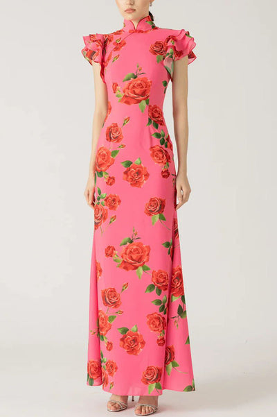 Lalin™ - Stylish Sleeves Less Maxi Floral Dress