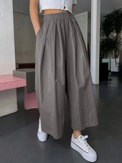 Grey long linen maxi skirt pockets pleated skirts