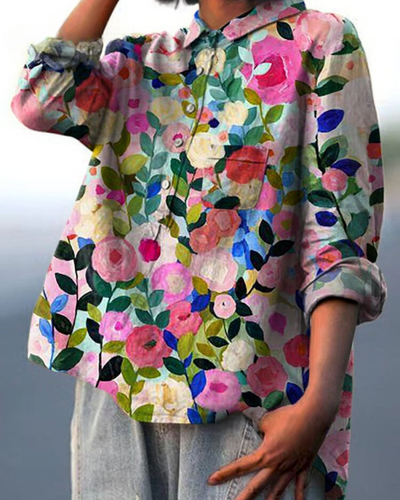 Lila Floral Print Blouse