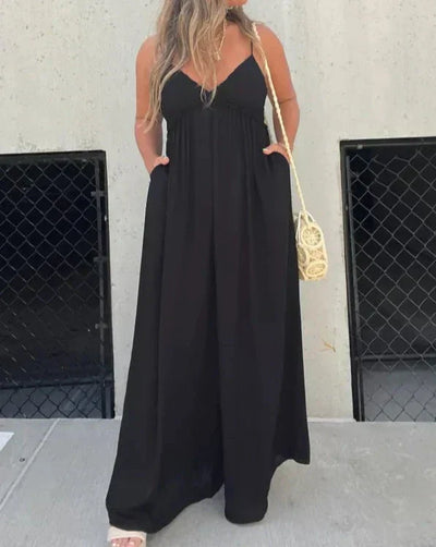 V-Neck Effortless Wide Leg Jumpsuit