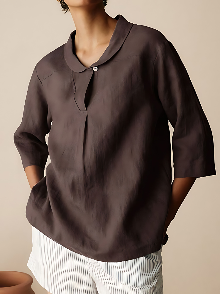 Helen - Casual Linen Cotton 3/4 Sleeve Shirt