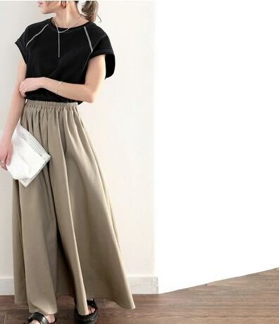 2024 Fall Black Plus Size Linen Skirts Oversize Pleated Skirts Long