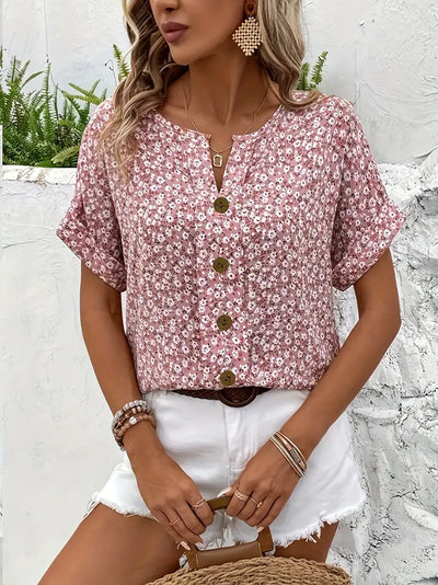 Delphine - Floral Button-Up Blouse