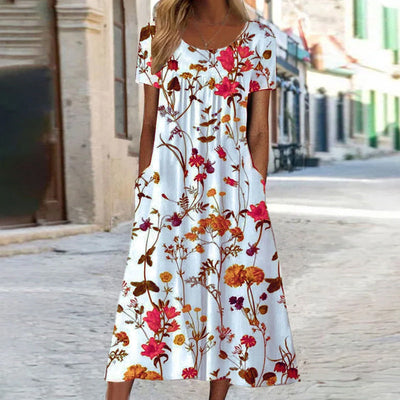 Lila Elegant Boho Floral Maxi Dress with Tummy Coverage