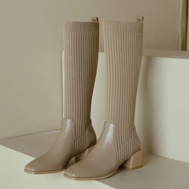 Amber - Knitted long boots for women