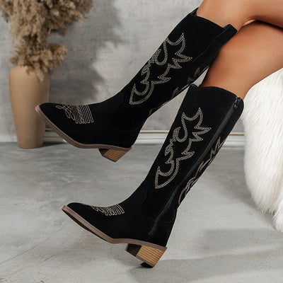 Claire - Retro embroidered western boots