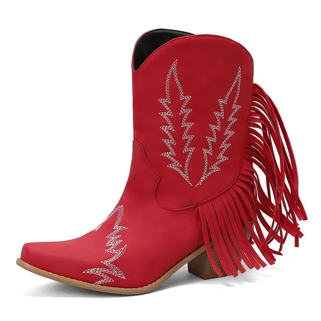 Jenny - Cowboy ankle boots with fringed tassel