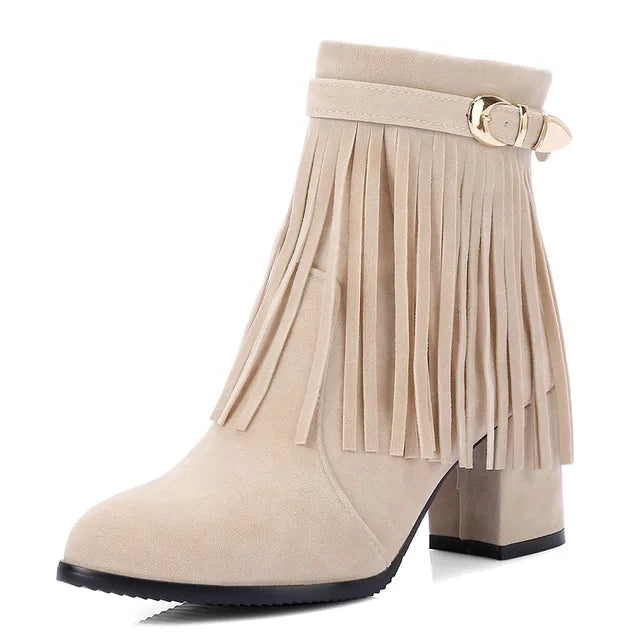 Jenny - Cowboy ankle boots with fringed tassel