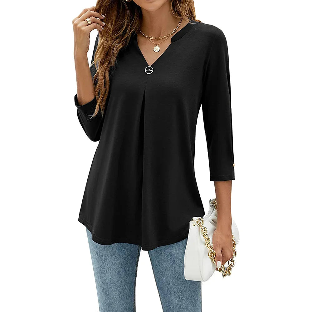 Elena Elegant Top With V-neck