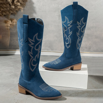 Claire - Retro embroidered western boots