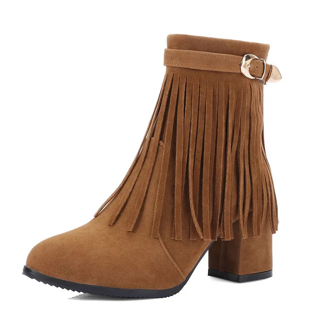 Jenny - Cowboy ankle boots with fringed tassel