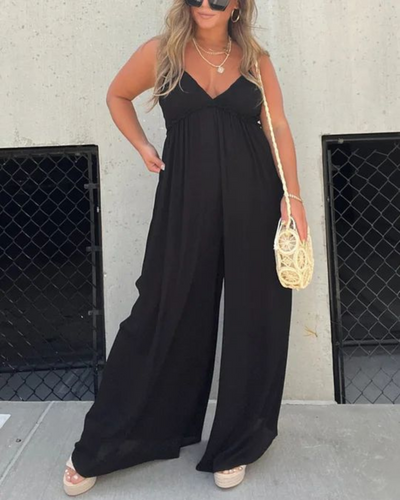 V-Neck Effortless Wide Leg Jumpsuit