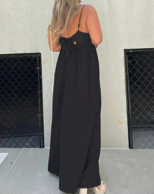 V-Neck Effortless Wide Leg Jumpsuit