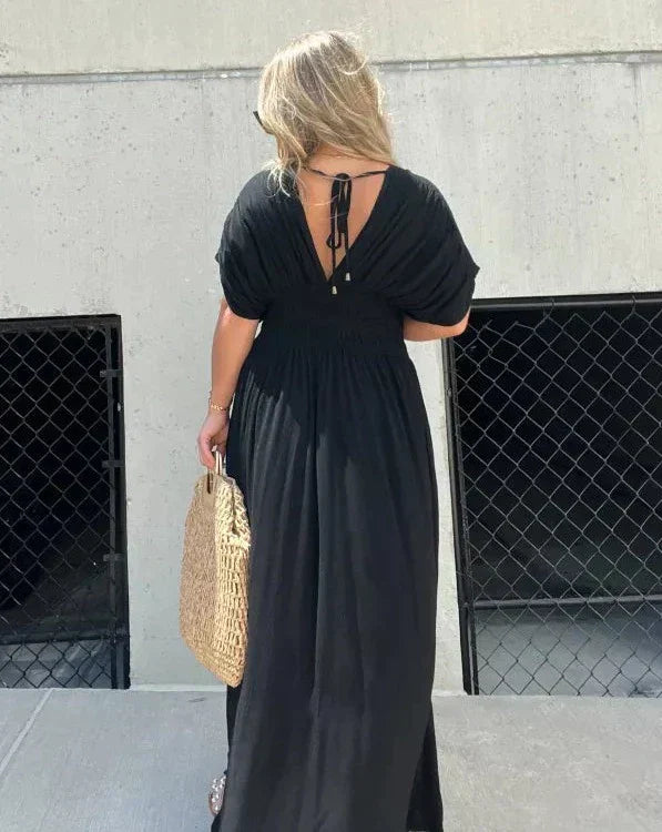 Slit V-Neck Effortless Maxi Long  dress