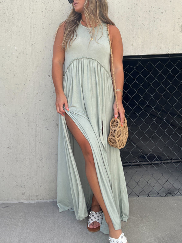 Slit Casual Simple Loose Maxi Long Dress