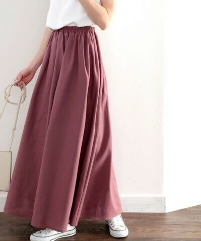 2024 Fall Black Plus Size Linen Skirts Oversize Pleated Skirts Long