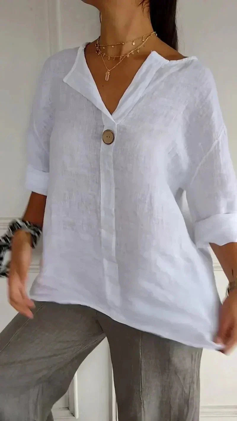 Anamey™ - V-neck Mid-Sleeve Shirt