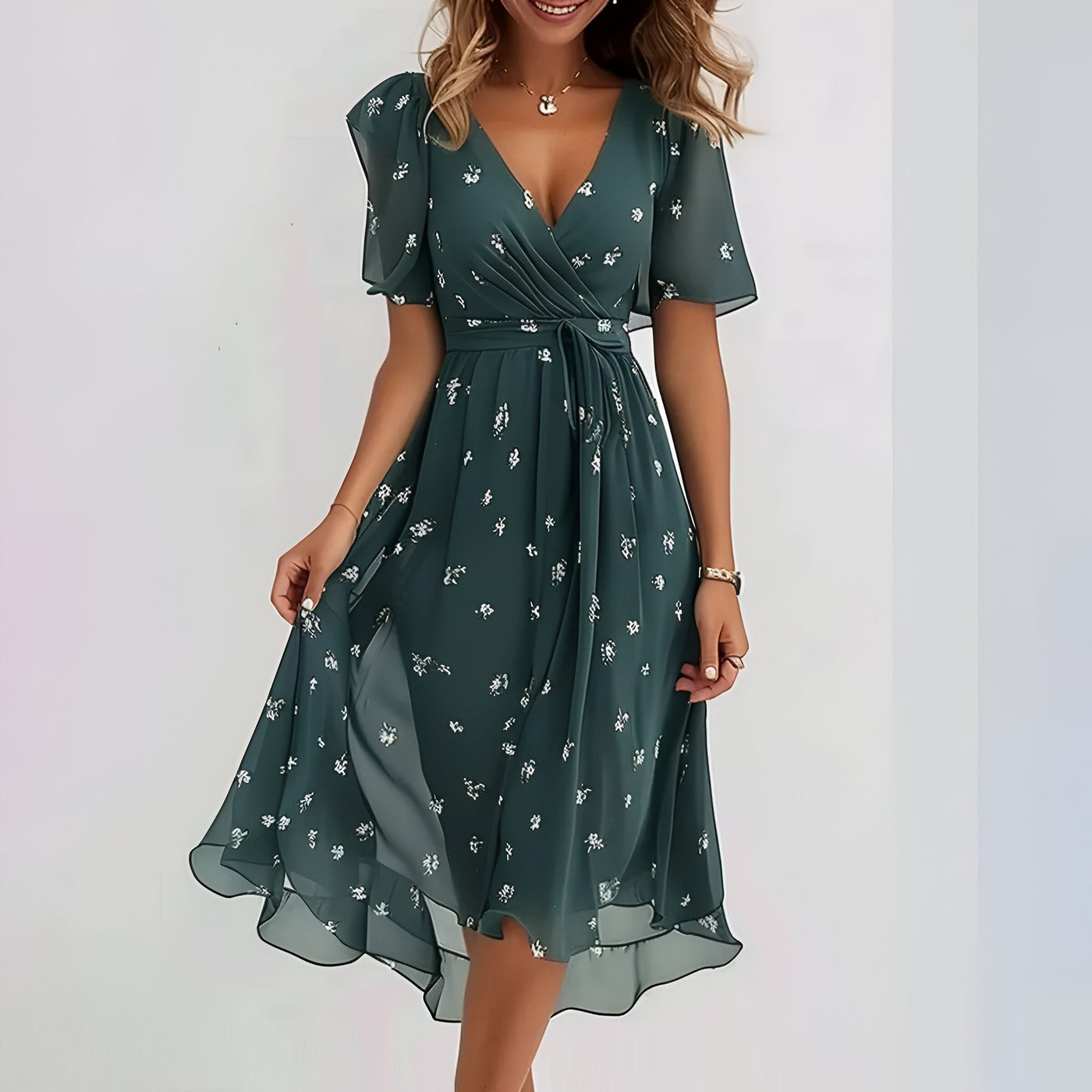 Sara Midi Dress with Short Sleeves